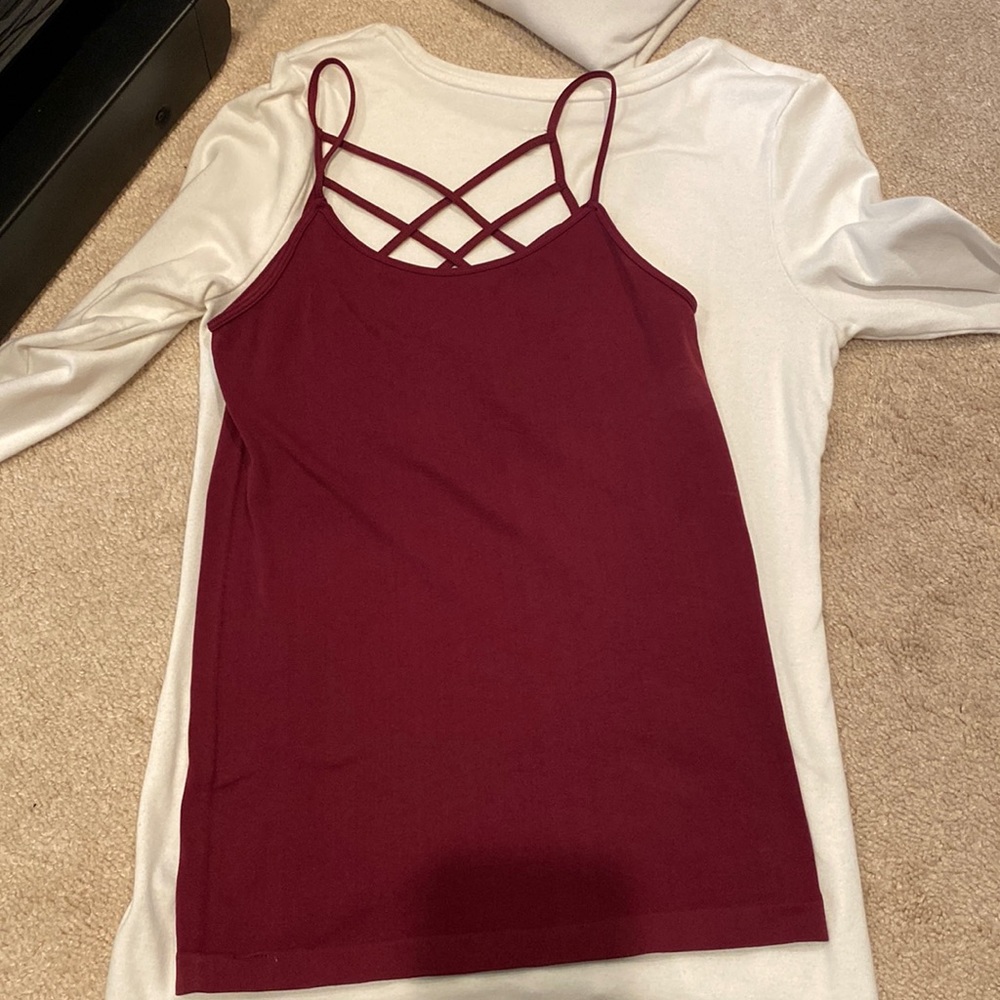 Suzette womens burgundy strappy spaghetti strap tank top size OS